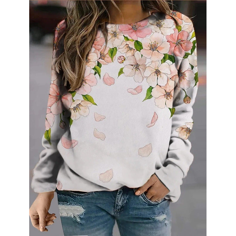 Fashion Floral Print Long-sleeved Women's Sweater